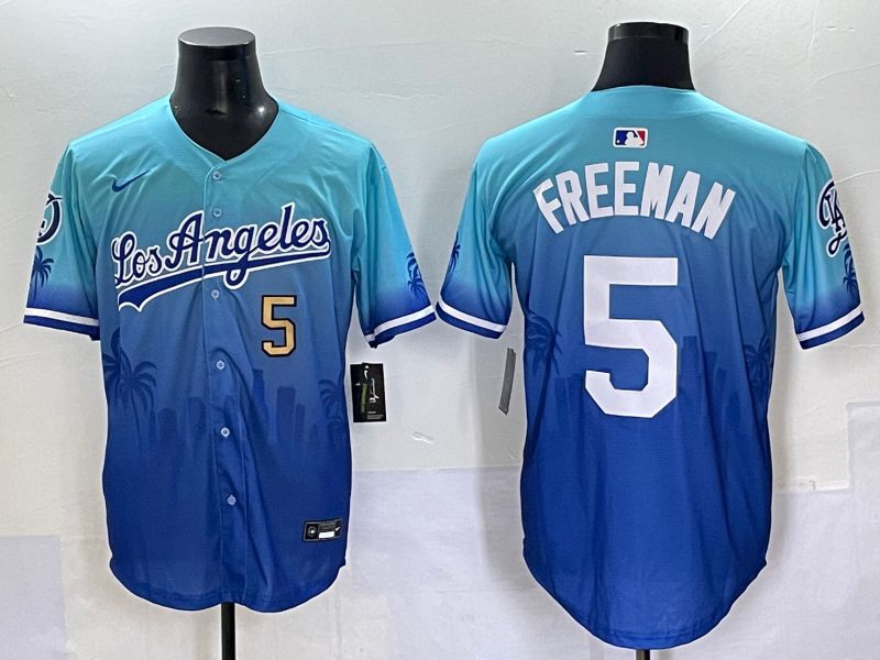 Men 2025 Los Angeles Dodgers 5 Freeman Blue Nike MLB Jersey Daoqite style 2